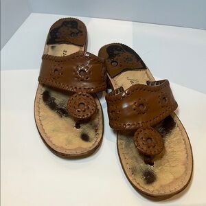 Brown Leather Sandals with Floral Cutouts